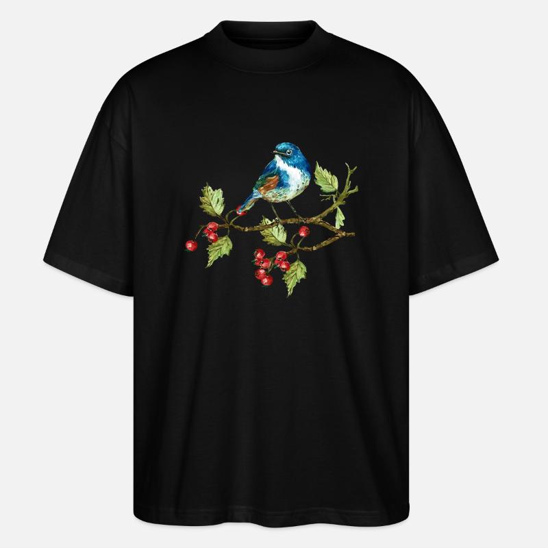 Bunter Vogel - Stanley/Stella Oversized Unisex Bio T-Shirt Blaster 2.0 - Schwarz