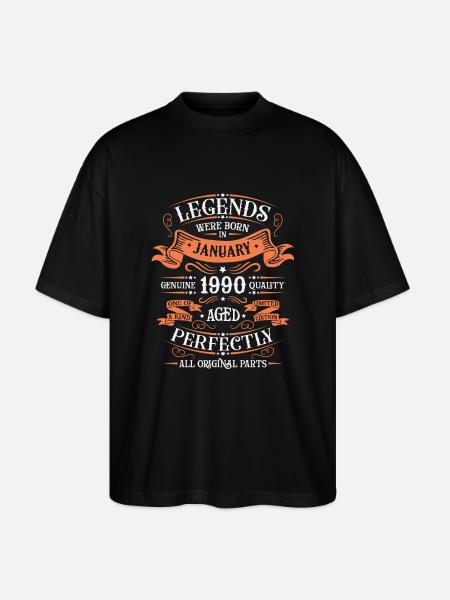 The legends were born in January 1990 gift - Stanley/Stella Oversized Unisex Organic T-shirt Blaster 2.0 - black