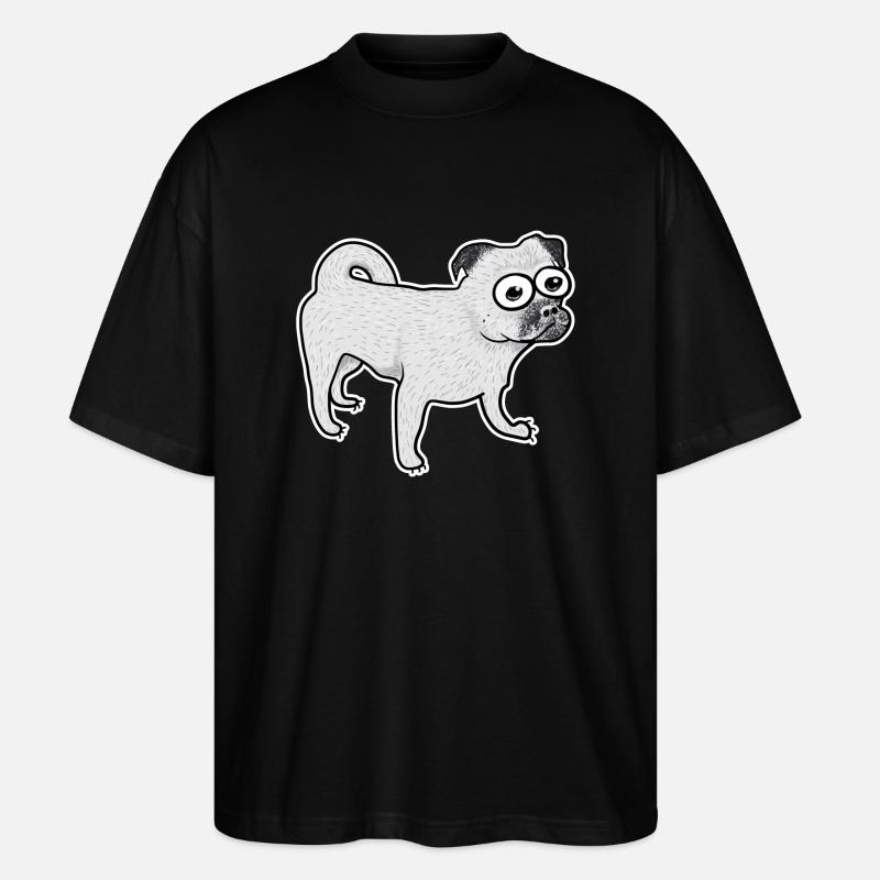 Retro Pug - Stanley/Stella Oversized Unisex Organic T-shirt Blaster 2.0 - black