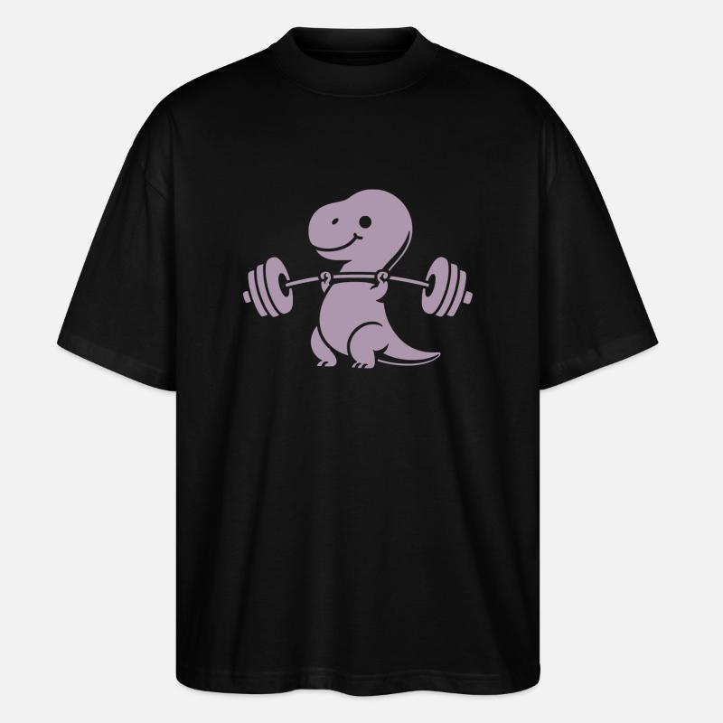 T-Rex avec entraînement avec haltères - T-shirt bio Blaster 2.0 coupe oversize Stanley/Stella Unisexe - noir