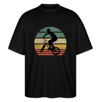 Chemise de vélo de sport rétro vintage BMX Rider - T-shirt bio Blaster 2.0 coupe oversize Stanley/Stella Unisexe - noir - Devant - Alina (178cm) & Michal (187cm)