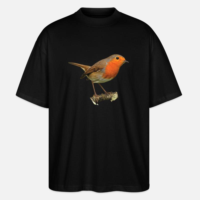 Rotkehlchen1 Robin - Stanley/Stella Oversized Unisex Bio T-Shirt Blaster 2.0 - Schwarz