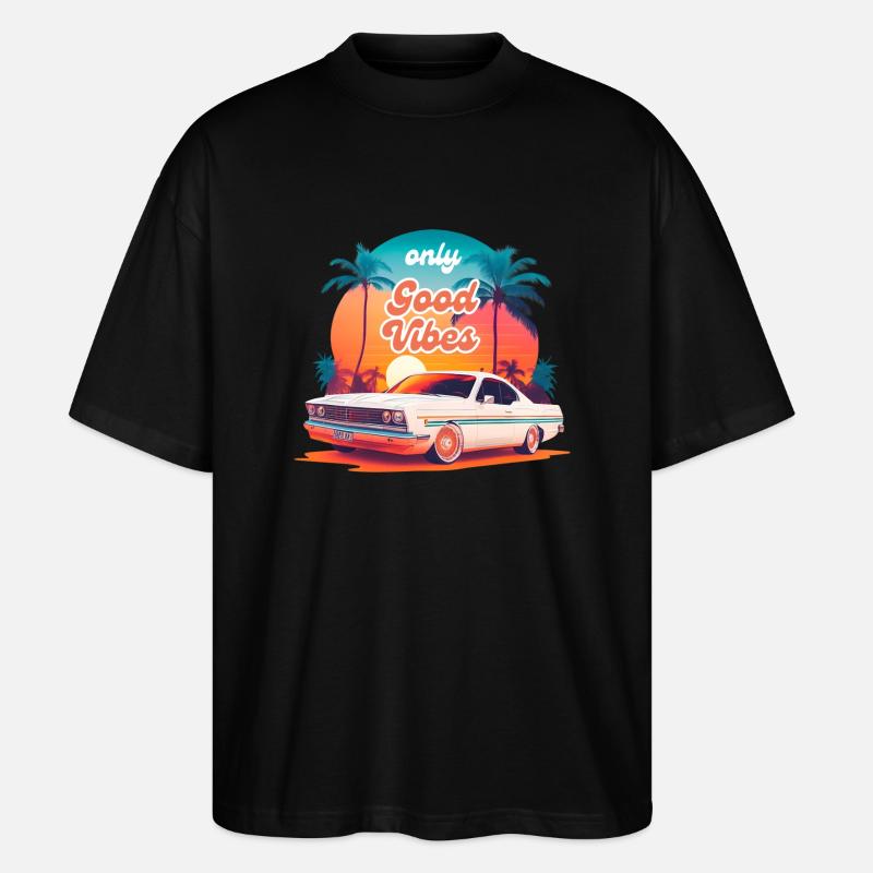 Design Rétro d’été - T-shirt bio Blaster 2.0 coupe oversize Stanley/Stella Unisexe - noir