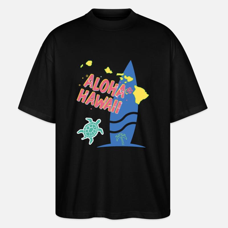 Belle idee cadeau graphique design carte de Hawaii - T-shirt bio Blaster 2.0 coupe oversize Stanley/Stella Unisexe - noir