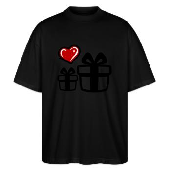 Lahjaa - Stanley/Stella Blaster 2.0 Unisex Oversized Luomu T-paita - musta - Edestä - Alina (178cm) & Michal (187cm)