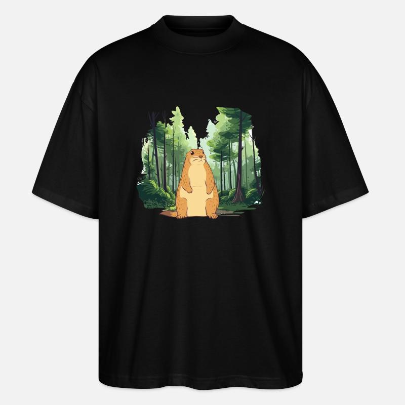 Starke Murmeltier-Naturlandschaft - Stanley/Stella Oversized Unisex Bio T-Shirt Blaster 2.0 - Schwarz