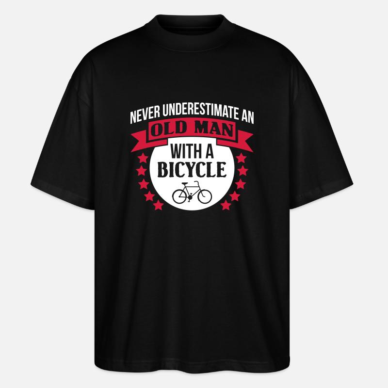 Old Man With A Bicycle - Stanley/Stella Oversized Unisex Bio T-Shirt Blaster 2.0 - Schwarz