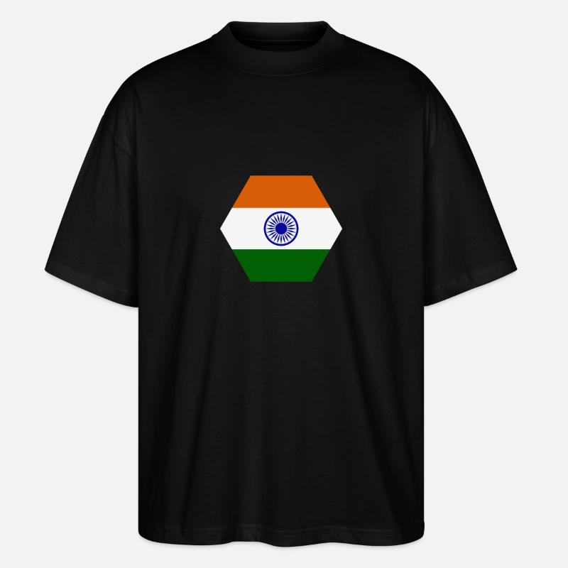 drapeau de l'Inde - T-shirt bio Blaster 2.0 coupe oversize Stanley/Stella Unisexe - noir