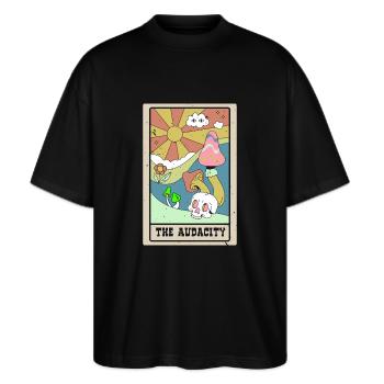 The Boldness Tarot Card Shaman Fortune Telling - Stanley/Stella Oversized Unisex Organic T-shirt Blaster 2.0 - black - Front - Alina (178cm) & Michal (187cm)