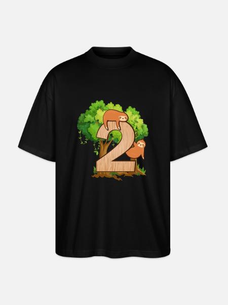 2nd birthday | Sloth birthday | Sloth - Stanley/Stella Oversized Unisex Organic T-shirt Blaster 2.0 - black
