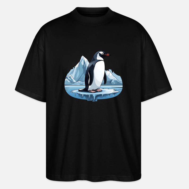 Pinguine, die Bewohner der Antarktis - Stanley/Stella Oversized Unisex Bio T-Shirt Blaster 2.0 - Schwarz