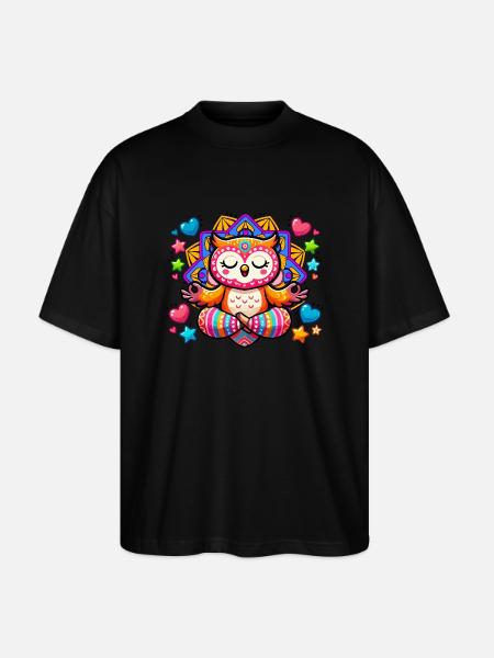 Eule Mandala Yoga - Stanley/Stella Oversized Unisex Bio T-Shirt Blaster 2.0 - Schwarz