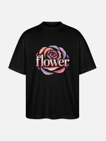 Blumen Logo - Cooles Gartendesign - Stanley/Stella Oversized Unisex Bio T-Shirt Blaster 2.0 - Schwarz
