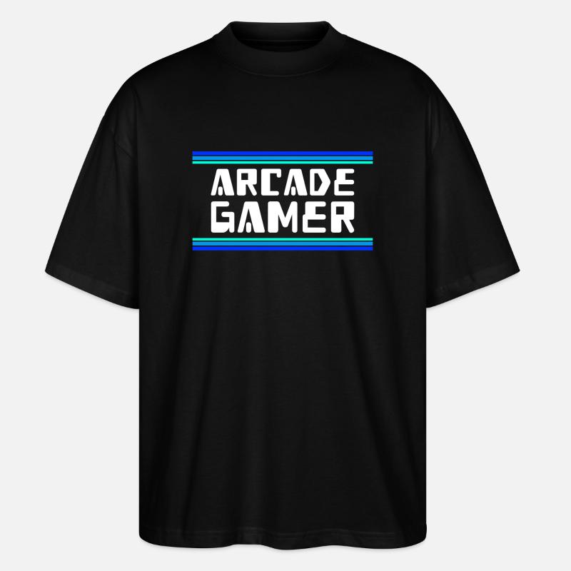 Arcade Gamer RetroGaming Blau - Stanley/Stella Oversized Unisex Bio T-Shirt Blaster 2.0 - Schwarz