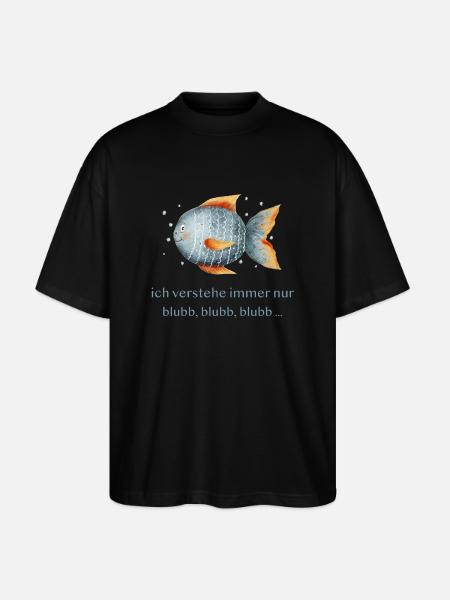 Sød fisk - blubb, blubb, blubb - Stanley/Stella Oversize Unisex Øko T-shirt Blaster 2.0 - sort