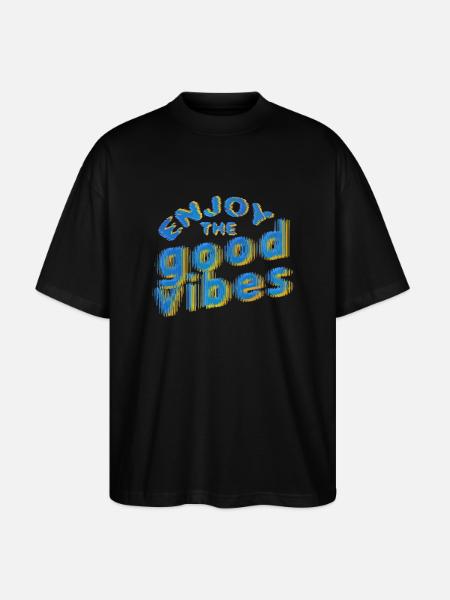 Good Vibes (lettering) 02 - Stanley/Stella Oversized Unisex Organic T-shirt Blaster 2.0 - black