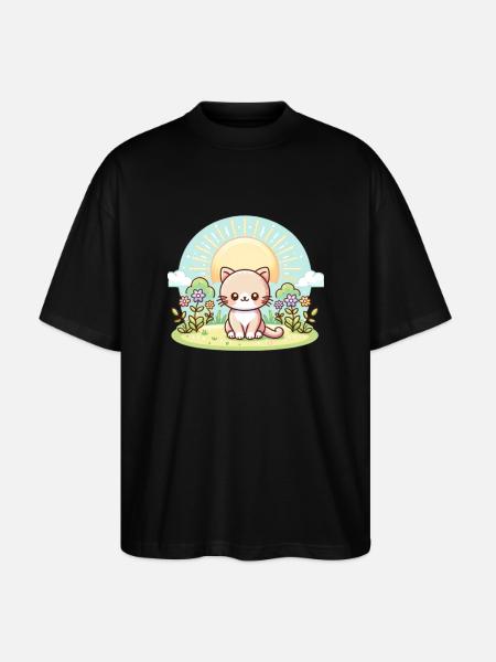 chat mignon - T-shirt bio Blaster 2.0 coupe oversize Stanley/Stella Unisexe - noir