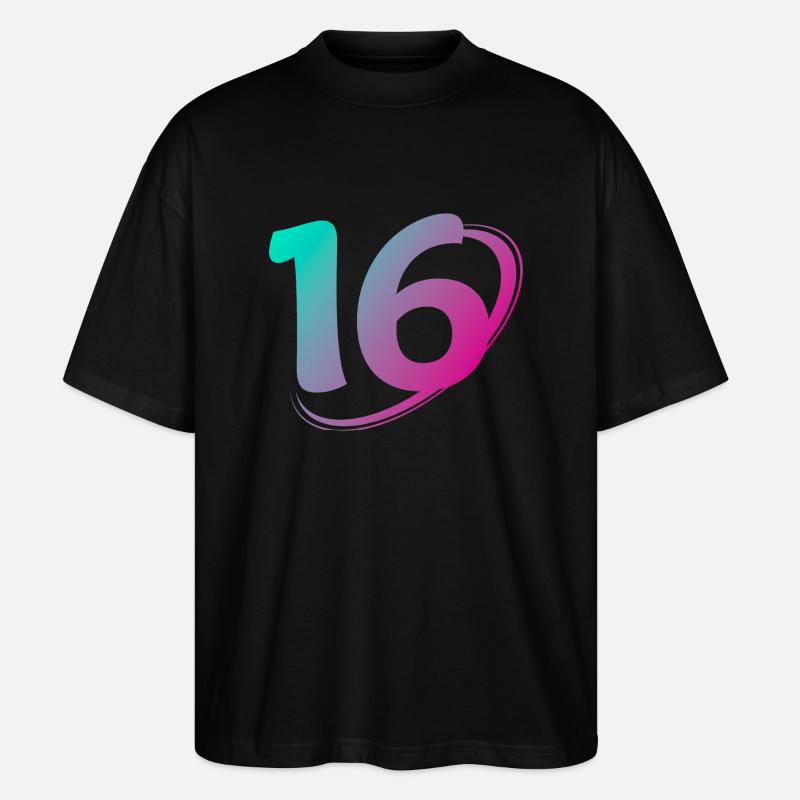 Nummer 16 Mehrfarbig - Stanley/Stella Oversized Unisex Bio T-Shirt Blaster 2.0 - Schwarz