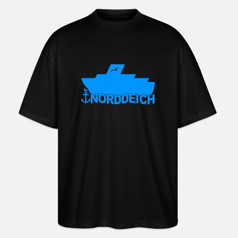 Fähre Norddeich Logo - Stanley/Stella Oversized Unisex Bio T-Shirt Blaster 2.0 - Schwarz