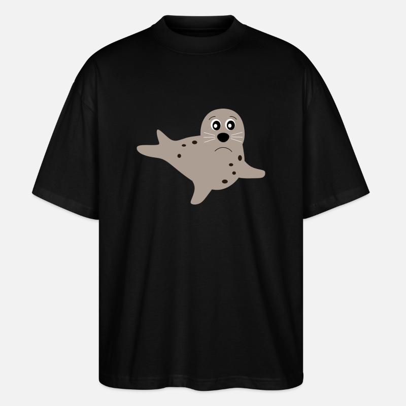 Seehund Seehunde Robbe Robben Tiere - Stanley/Stella Oversized Unisex Bio T-Shirt Blaster 2.0 - Schwarz