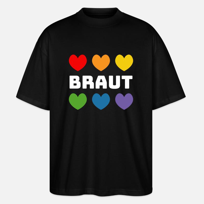 Regenbogenherzchen Braut weiss - Stanley/Stella Oversized Unisex Bio T-Shirt Blaster 2.0 - Schwarz