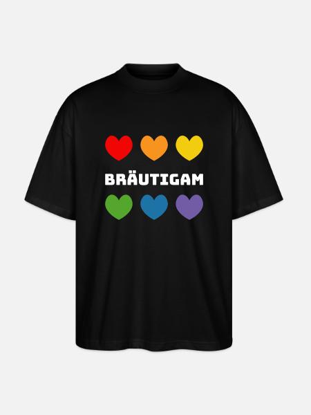 Regenbogenherzchen Braeutigam weiss - Stanley/Stella Oversized Unisex Bio T-Shirt Blaster 2.0 - Schwarz