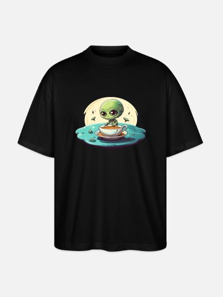 Green Alien Coffee Coffee Drinker - Stanley/Stella Oversized Unisex Organic T-shirt Blaster 2.0 - black