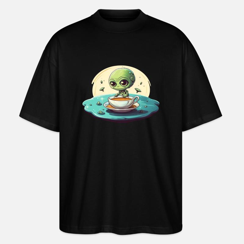 grünes alien kaffee kaffeetrinker - Stanley/Stella Oversized Unisex Bio T-Shirt Blaster 2.0 - Schwarz