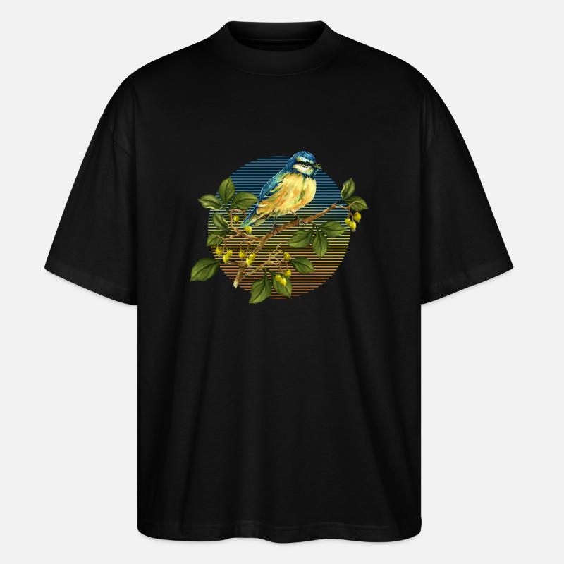 Bunter Vogel - Stanley/Stella Oversized Unisex Bio T-Shirt Blaster 2.0 - Schwarz