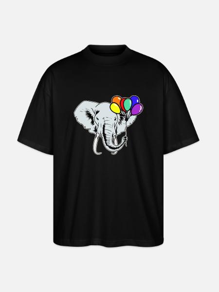 Elefant Regnbue LGBT Elefant Balloner Bøsse - Stanley/Stella Oversize Unisex Øko T-shirt Blaster 2.0 - sort