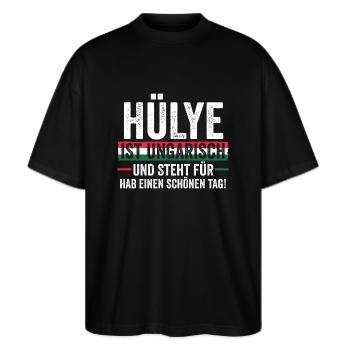 Ungar Ungarisch Ungarn - Stanley/Stella Oversized Unisex Bio T-Shirt Blaster 2.0 - Schwarz - Vorne - Alina (178cm) & Michal (187cm)