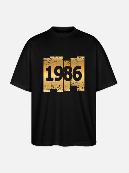 Gold-coloured 1986 - Stanley/Stella Oversized Unisex Organic T-shirt Blaster 2.0 - black