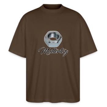 Muttertag - Stanley/Stella Oversized Unisex Bio T-Shirt Blaster 2.0 - Dunkelbraun - Vorne - Alina (178cm) & Michal (187cm)