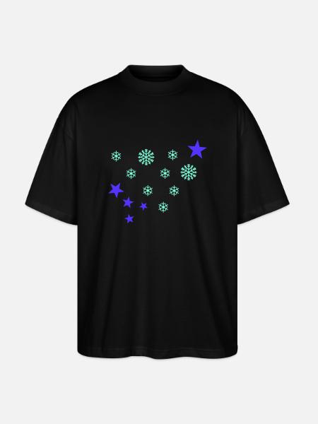Schneeflocken - Stanley/Stella Oversized Unisex Bio T-Shirt Blaster 2.0 - Schwarz