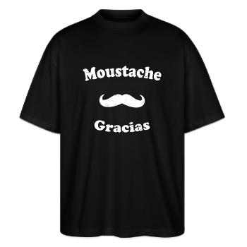 Moustache Gracias Humour Barbu Cadeau Espagnol - T-shirt bio Blaster 2.0 coupe oversize Stanley/Stella Unisexe - noir - Devant - Alina (178cm) & Michal (187cm)