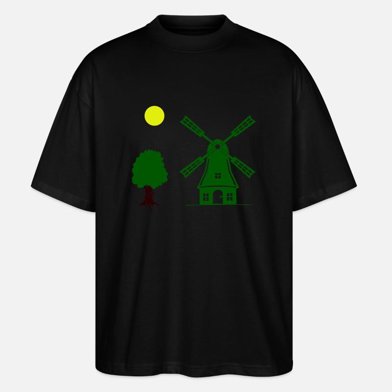 windmühle baum - Stanley/Stella Oversized Unisex Bio T-Shirt Blaster 2.0 - Schwarz