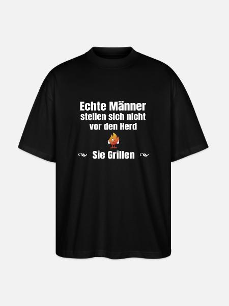Echte Männer Grillen - Stanley/Stella Oversized Unisex Bio T-Shirt Blaster 2.0 - Schwarz