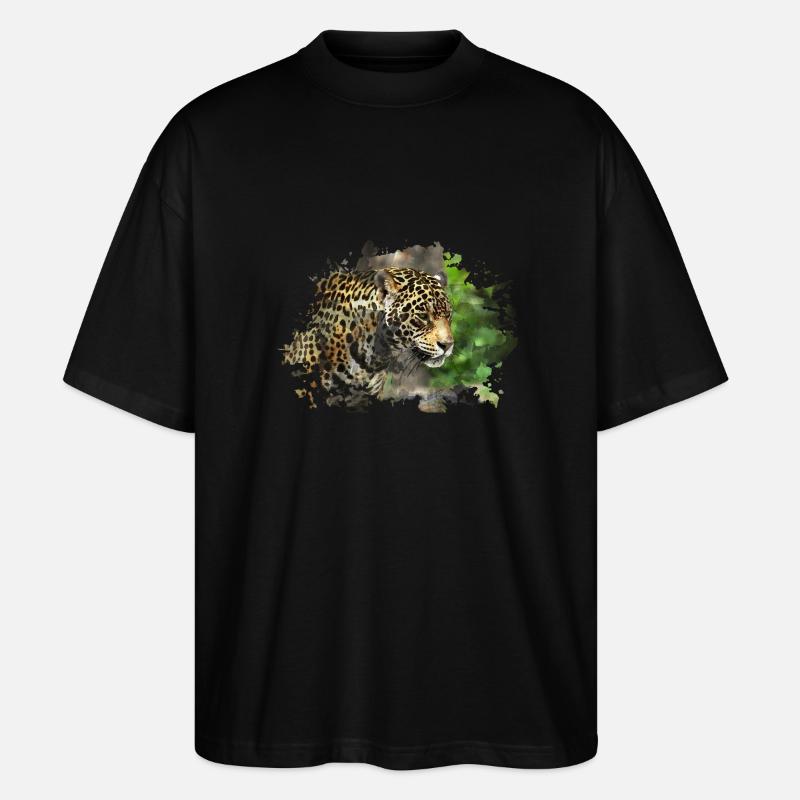 Leopard - Stanley/Stella Oversized Unisex Bio T-Shirt Blaster 2.0 - Schwarz