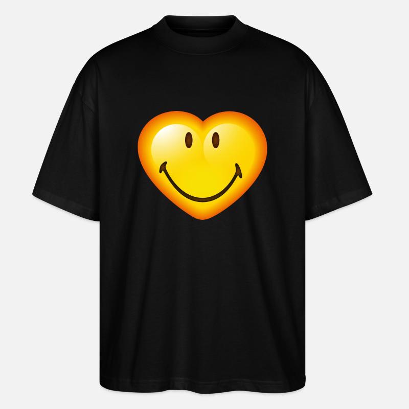 Smiley Glossy Heart - Stanley/Stella Oversized Unisex Bio T-Shirt Blaster 2.0 - Schwarz