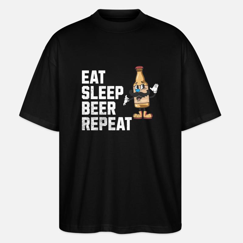 Essen, Schlafen, Bier, Wiederholen: Das Leben eines Bierliebhabers - Stanley/Stella Oversized Unisex Bio T-Shirt Blaster 2.0 - Schwarz