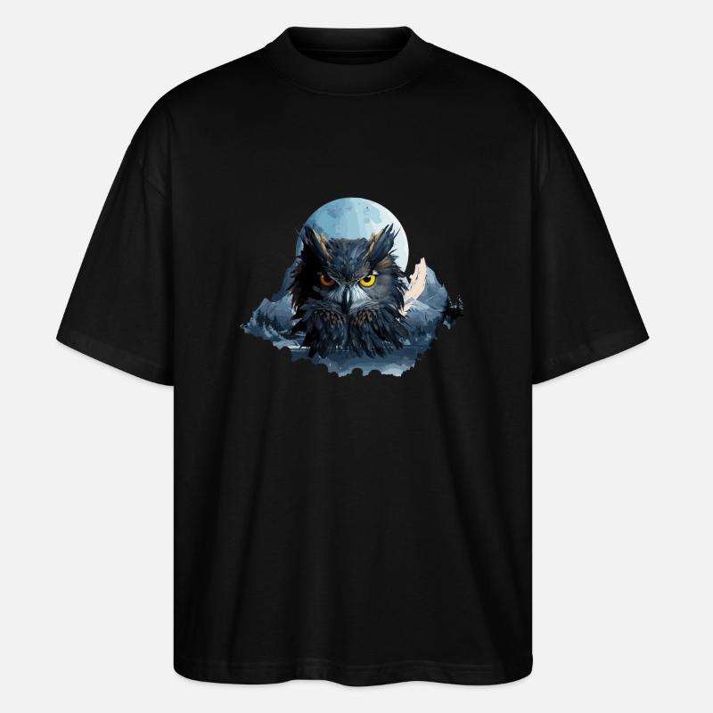 Eule schwarz fertig - Stanley/Stella Oversized Unisex Bio T-Shirt Blaster 2.0 - Schwarz