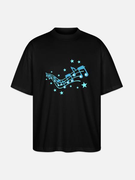 Mange musiknoder Ikoner Melodi Musikalske Noter Lyd - Stanley/Stella Oversize Unisex Øko T-shirt Blaster 2.0 - sort