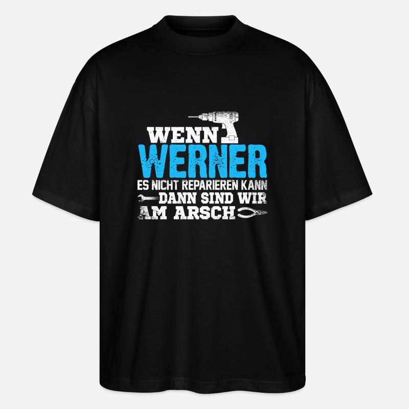 WERNER - kann es reparieren - Stanley/Stella Oversized Unisex Bio T-Shirt Blaster 2.0 - Schwarz