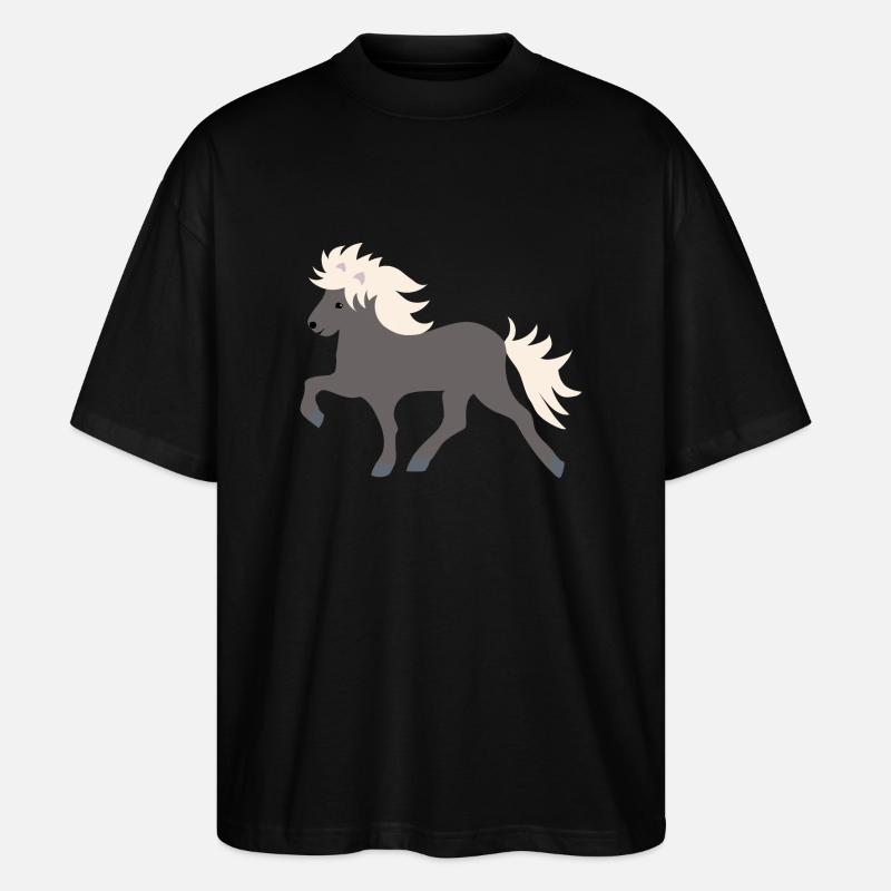 Windfarbenes Islandpferd - Stanley/Stella Oversized Unisex Bio T-Shirt Blaster 2.0 - Schwarz