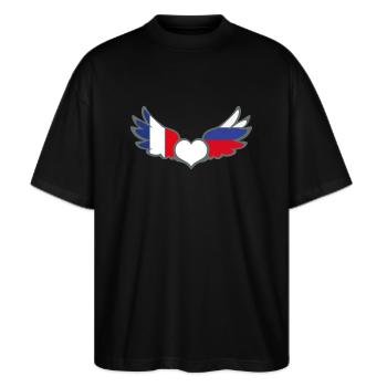 Drapeaux Français et Russe France Russie II - T-shirt bio Blaster 2.0 coupe oversize Stanley/Stella Unisexe - noir - Devant - Alina (178cm) & Michal (187cm)