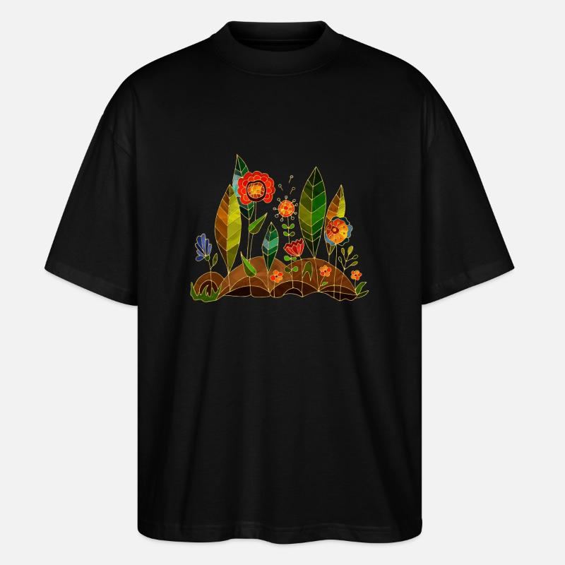 Blumen - Stanley/Stella Oversized Unisex Bio T-Shirt Blaster 2.0 - Schwarz