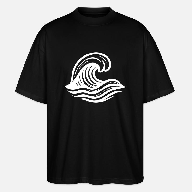 Symbole de vague Océan - T-shirt bio Blaster 2.0 coupe oversize Stanley/Stella Unisexe - noir