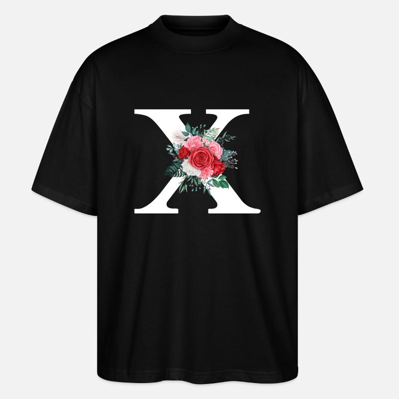 Roter floraler x-Buchstabe - Stanley/Stella Oversized Unisex Bio T-Shirt Blaster 2.0 - Schwarz