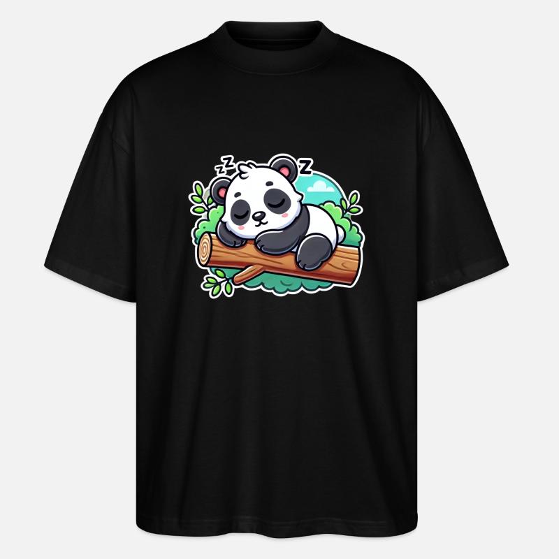 Sleeping panda on a branch - Stanley/Stella Oversized Unisex Organic T-shirt Blaster 2.0 - black