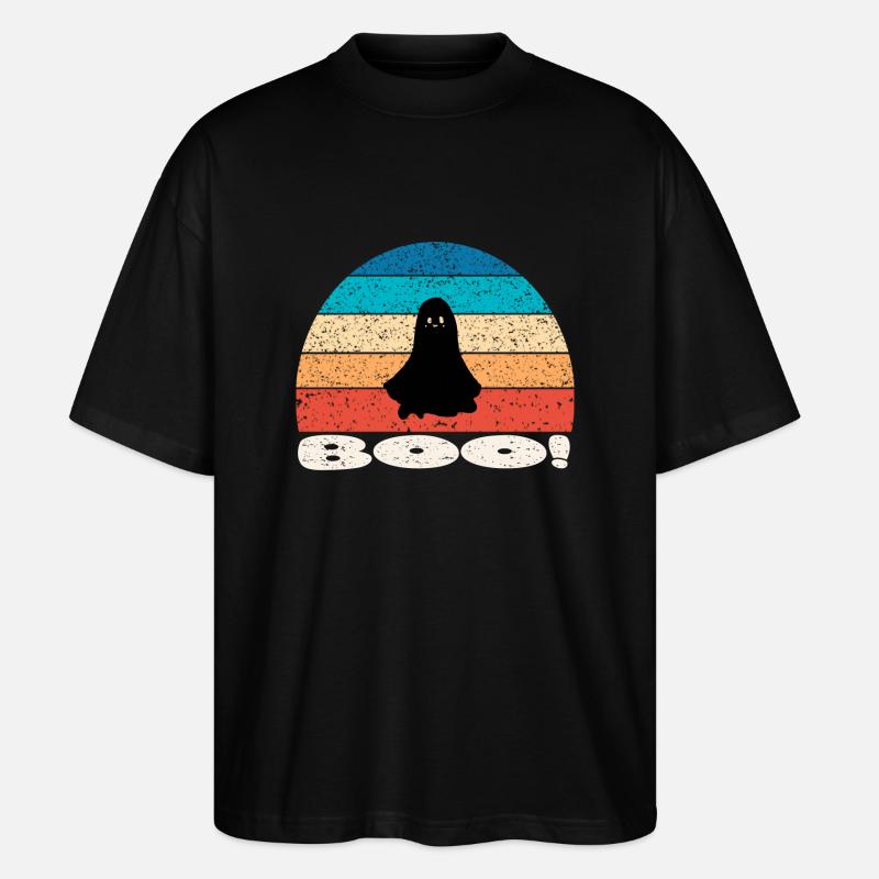 Retro vintage Sunset Halloween Ghost - Ekologiczne Koszulka Oversize Unisex Stanley/Stella Blaster 2.0 - czarny